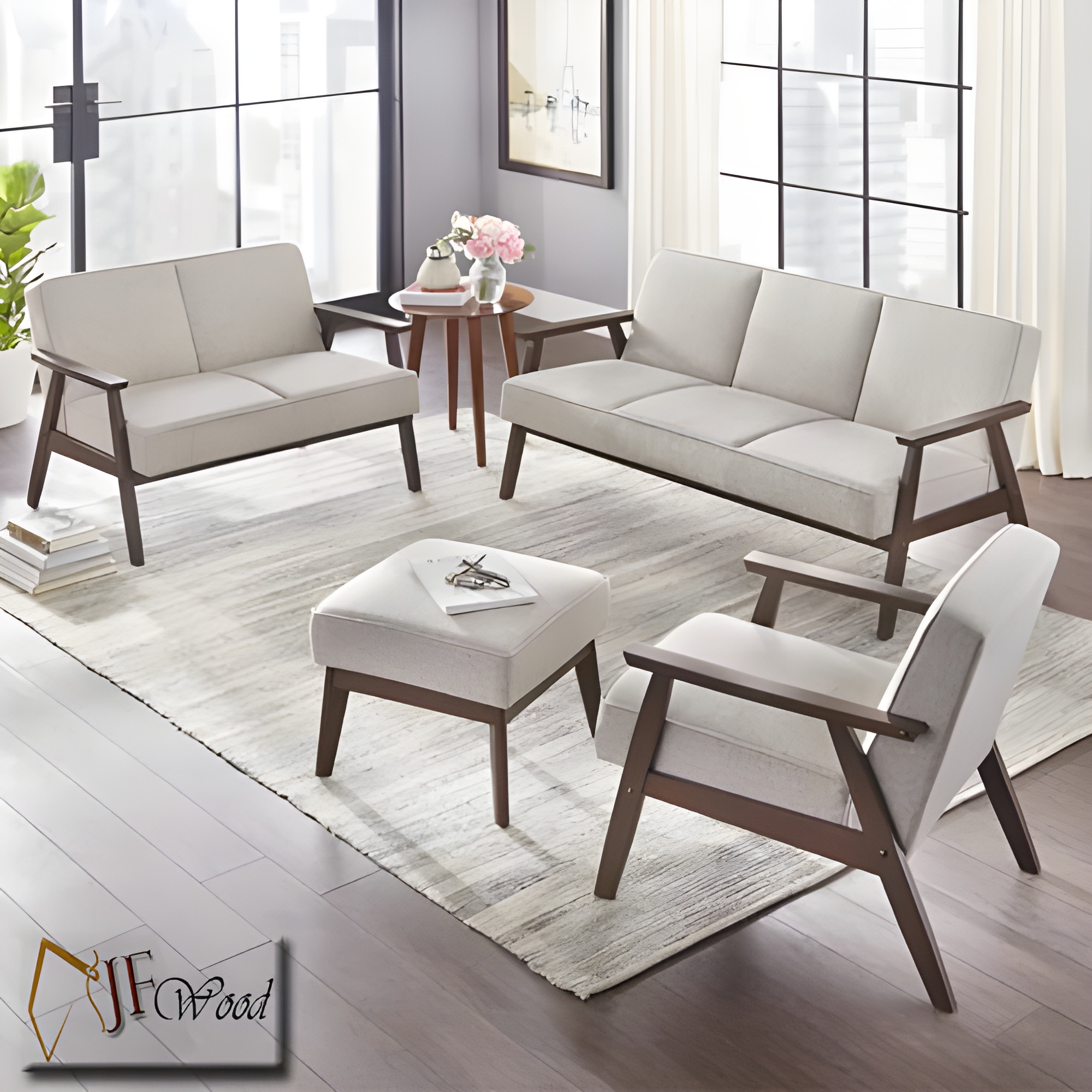 Caldera Teak Wood Living Room Sofa Set